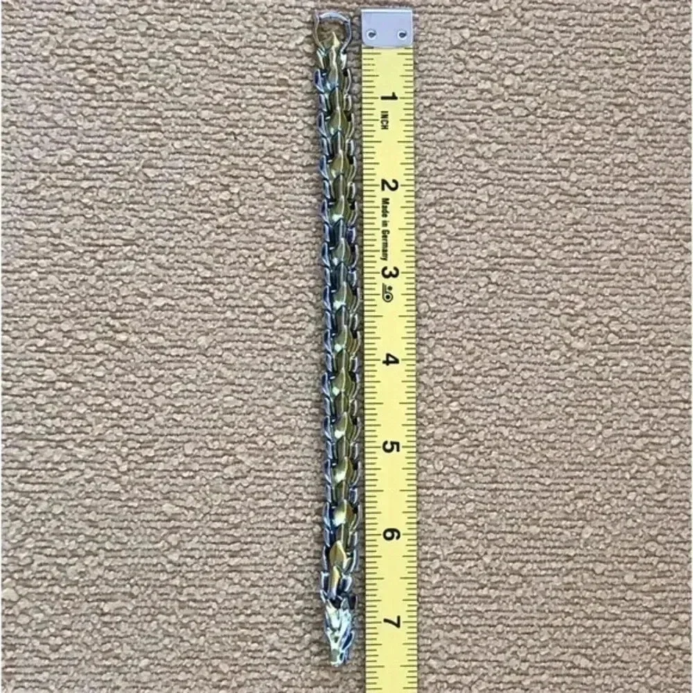 Heavy Silver and Gold Dragon Hinge Clip Clasp Bracelet Unique New NWT